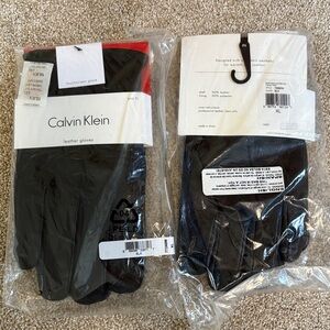 Calvin Klein Men's Black Touchscreen Leather Gloves